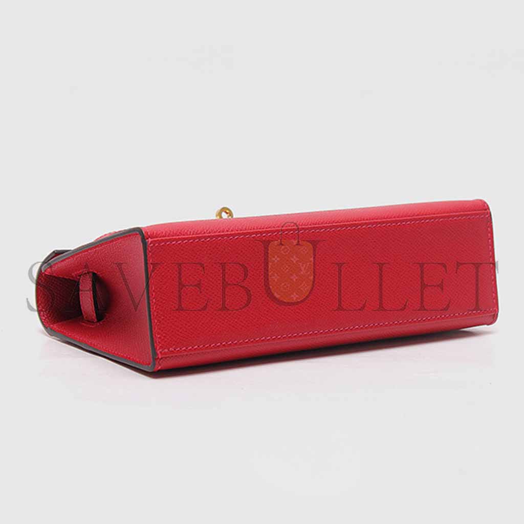 HERMES MASTER KELLY POCHETTE 22CM WITH CASAQUE RED (22*14*7cm)